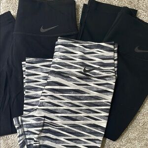 Nike Women’s Black and Gray Crop Leggings Bundle